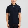 Eden Park Homme Men's Polo Noir En Coton Pima Avec Détails Contrastés