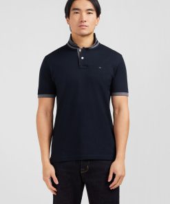Eden Park Homme Men's Polo Noir En Coton Pima Avec Détails Contrastés