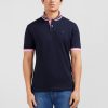 Eden Park Homme Men's Polo Bleu Marine En Coton Pima Avec Détails Contrastés