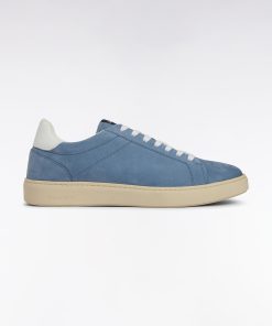 Eden Park Homme Chaussures Baskets Basses En Cuir Suédé Gris Bleu
