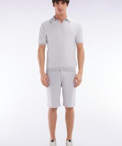 Eden Park Homme Men's Bermuda En Lyocell Et Coton Stretch Gris Moyen Coupe Droite