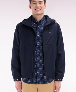 Eden Park Homme Men's Blouson Coupe-vent En Polyamide Soft Touch À Capuche Marine
