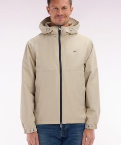 Eden Park Homme Men's Blouson Coupe-vent En Polyamide Soft Touch À Capuche Beige