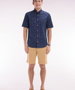 Eden Park Homme Men's Bermuda Chino En Coton Stretch Camel Coupe Droite