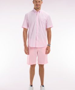 Eden Park Homme Men's Bermuda Chino En Coton Stretch Rose Coupe Droite