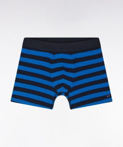 Eden Park Homme Men's Boxer En Jersey De Coton Stretch Cerclé Marine Et Bleu