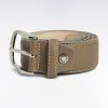 Eden Park Homme Accessoires Ceinture En Cuir Lisse Beige Surpiqûres Blanches