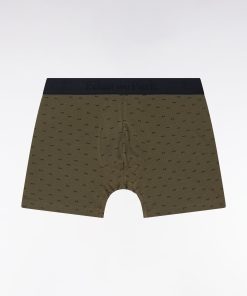 Eden Park Homme Men's Boxer En Jersey De Coton Stretch À Micromotifs Nœuds Papillon Kaki