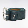 Eden Park Homme Accessoires Ceinture En Croûte De Cuir Gris Effet Denim