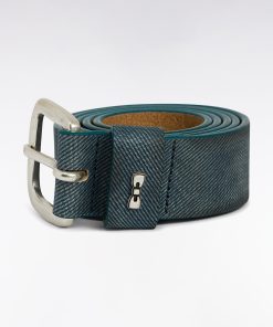 Eden Park Homme Accessoires Ceinture En Croûte De Cuir Gris Effet Denim