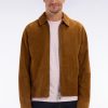 Eden Park Homme Men's Blouson Zippé En Cuir Suédé Marron