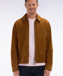 Eden Park Homme Men's Blouson Zippé En Cuir Suédé Marron