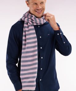 Eden Park Femme Accessoires Chèche En Coton Mélangé À Fines Rayures Rose