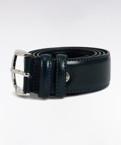 Eden Park Homme Accessoires Ceinture En Cuir Lisse Marine À Double Passants