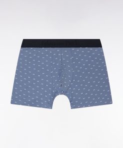 Eden Park Homme Men's Boxer En Jersey De Coton Stretch À Micromotifs Nœuds Papillon Gris