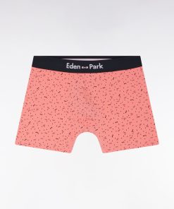 Eden Park Homme Men's Boxer En Jersey De Coton Stretch À Micromotifs Rose Saumon