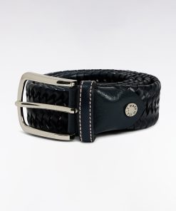 Eden Park Homme Accessoires Ceinture En Cuir Tressé Marine