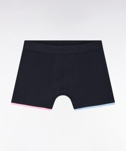 Eden Park Homme Men's Boxer En Jersey De Coton Stretch Uni Marine À Bordures Rayées