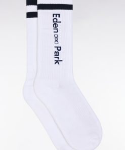Femme Accessoires Chaussettes En Coton Stretch Mélangé Blanches Jacquard Eden Park