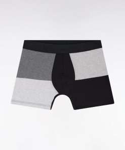 Eden Park Homme Men's Boxer Coupé-cousu En Jersey De Coton Stretch Noir Et Gris