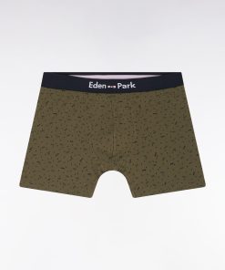 Eden Park Homme Men's Boxer En Jersey De Coton Stretch À Micromotifs Kaki