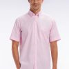 Eden Park Homme Men's Chemise À Manches Courtes Vichy En Coton Rose Coupe Droite