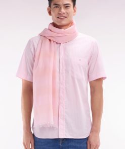 Eden Park Homme Men's Chemise À Manches Courtes En Coton Tissage Jacquard Rayé Rose Coupe Dr