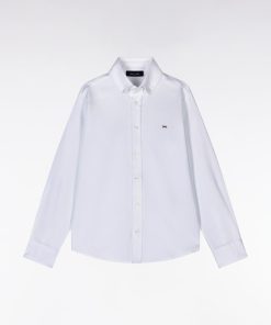 Eden Park Enfant Men's Chemise En Popeline De Coton Blanche Coupe Droite
