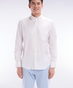 Eden Park Homme Men's Chemise En Twill De Coton Blanc Unie Coupe Droite