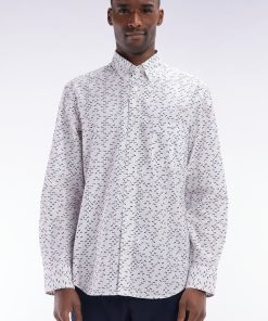 Eden Park Homme Men's Chemise En Popeline De Coton Écrue Microimprimé Nœud Papillon Coupe Dr