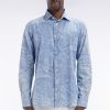 Eden Park Homme Men's Chemise Imprimée En Chambray Gris Coupe Ajustée