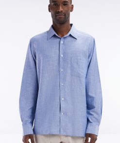 Eden Park Homme Men's Chemise Unie À Poche Plaquée En Coton Gris