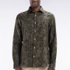 Eden Park Homme Men's Chemise Imprimée En Lin Kaki Coupe Ajustée