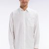 Eden Park Homme Men's Chemise Unie À Poche Plaquée En Coton Blanc