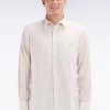 Eden Park Homme Men's Chemise Unie À Poche Plaquée En Coton Beige