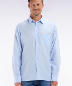 Eden Park Homme Men's Chemise Unie À Poche Plaquée En Coton Ciel