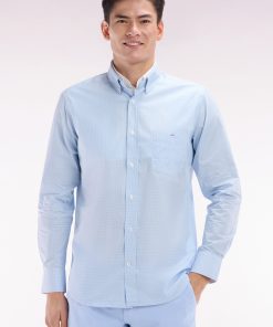 Eden Park Homme Men's Chemise Imprimé Vichy En Coton Ciel Coupe Droite