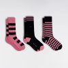 Eden Park Femme Accessoires Lot De 3 Paires De Chaussettes Cerclées Marine Et Roses En Coton Stret