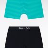 Eden Park Homme Men's Lot De Deux Boxers En Jersey De Coton Stretch Marine Et Cerclé Vert