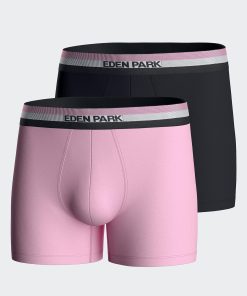 Eden Park Enfant Men's Lot De Deux Boxers En Jersey De Coton Stretch Marine Et Rose À Ceintur