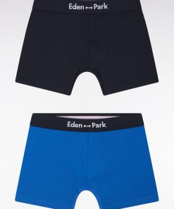 Eden Park Homme Men's Lot De Deux Boxers En Jersey De Coton Stretch Marine Et Bleu