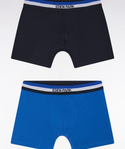 Eden Park Homme Men's Lot De Deux Boxers En Jersey De Coton Stretch Unis À Ceinture Élastiqu