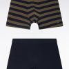 Eden Park Homme Men's Lot De Deux Boxers Unis Et Cerclés En Jersey De Coton Stretch Marine E