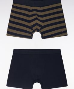 Eden Park Homme Men's Lot De Deux Boxers Unis Et Cerclés En Jersey De Coton Stretch Marine E