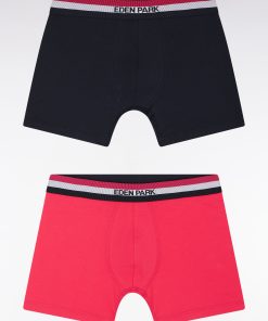 Eden Park Homme Men's Lot De Deux Boxers En Jersey De Coton Stretch Unis À Ceinture Élastiqu