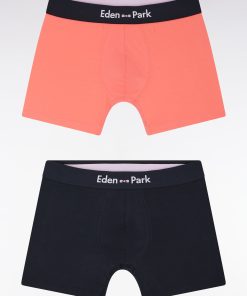 Eden Park Homme Men's Lot De Deux Boxers En Jersey De Coton Stretch Marine Et Corail