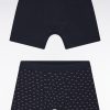 Eden Park Homme Men's Lot De Deux Boxers Unis Et Imprimés En Jersey De Coton Stretch Marine