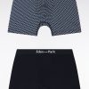 Eden Park Homme Men's Lot De Deux Boxers En Jersey De Coton Stretch Uni Et Ciel Imprimé