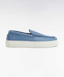 Eden Park Homme Chaussures Mocassins À Semelles Sneakers En Cuir Suédé Bleu Gris
