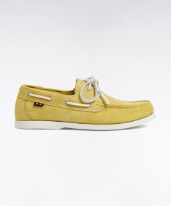 Eden Park Homme Chaussures Mocassins Bateau En Cuir Suédé Jaune